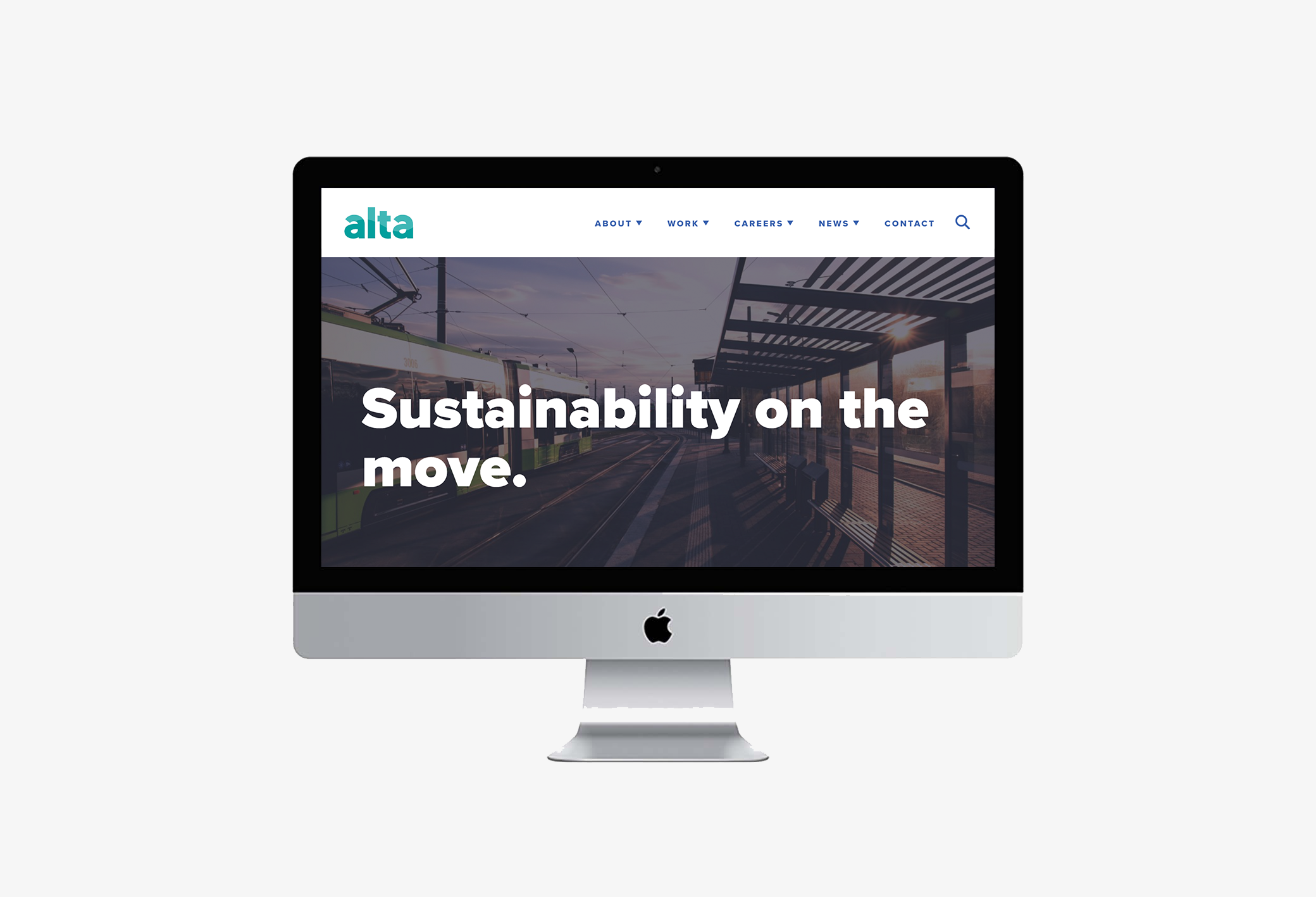 Alta website mockup that incorporates the updated visual identity.